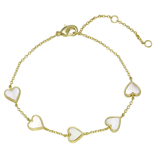 Five Hearts Pearl Gold Bracelet | The Shop'n Glow