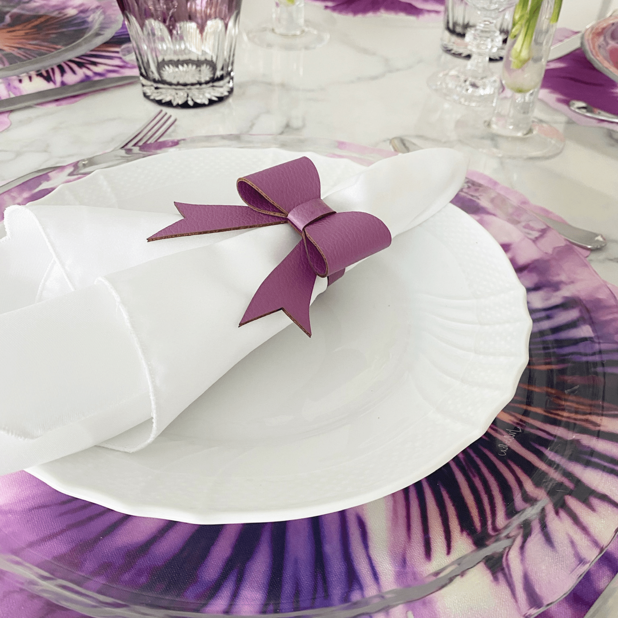 Vibrant Purple and Pink Floral Paper Placemats - 25 Pack