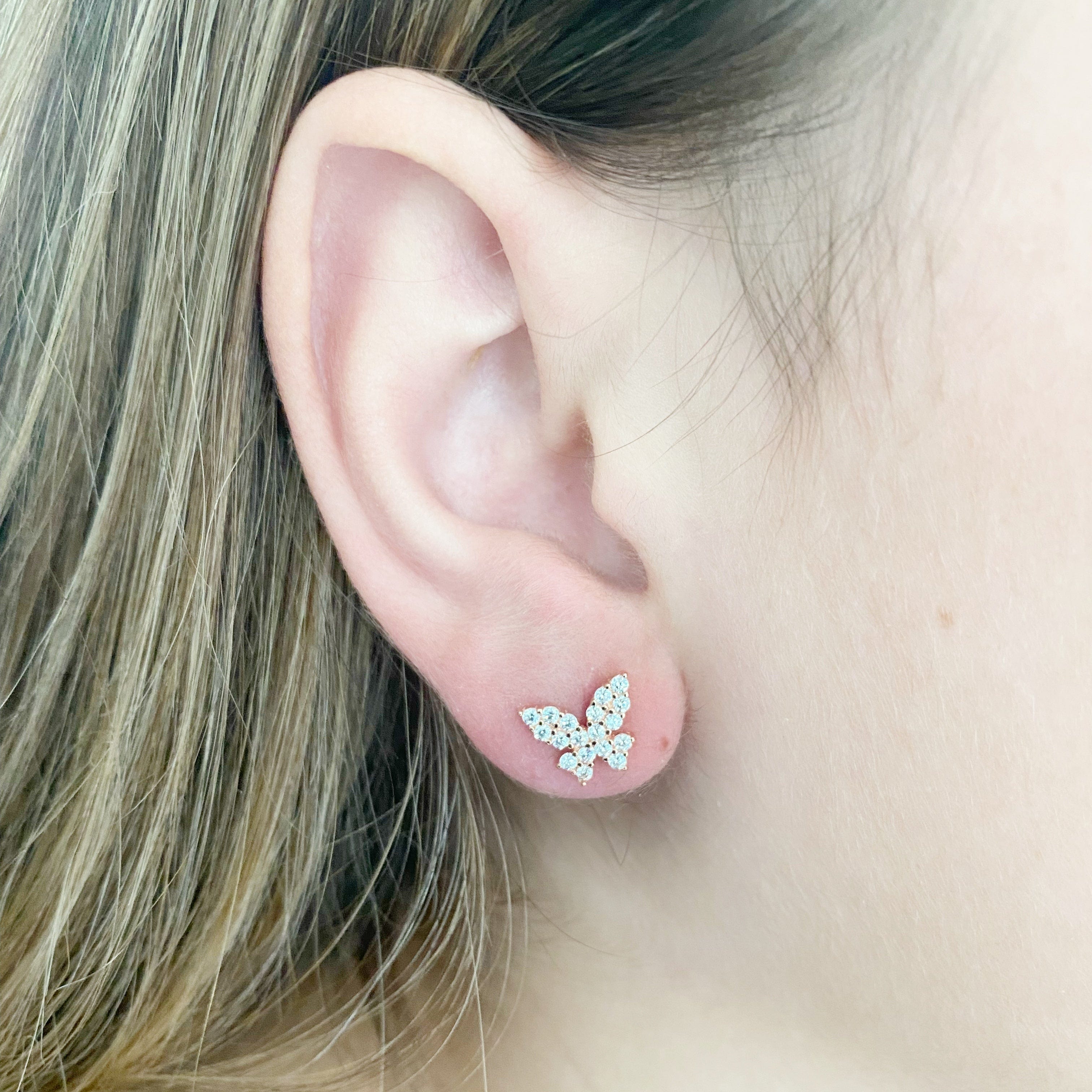 Dainty Silver Butterfly Stud Earrings - NotionIsland Jewelry